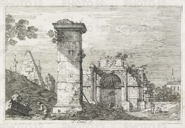 Views:  Le Pilier isolè, 1735-1746. Antonio Canaletto (Italian, 1697-1768). Etching