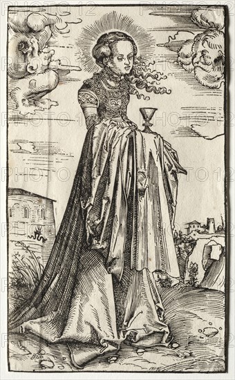 St. Barbara. Lucas Cranach (German, 1472-1553). Woodcut