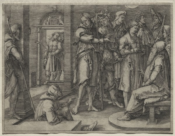 The Story of Joseph:  Joseph Interprets his Dream to Jacob, 1512. Lucas van Leyden (Dutch, 1494-1533). Engraving