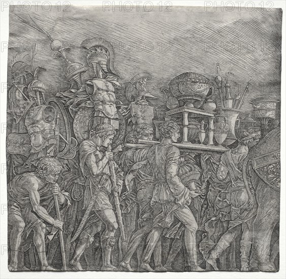 The Triumphs of Caesar: The Corselet Bearers, c. 1495. School of Andrea Mantegna (Italian, 1431-1506), probably by the so-called Premier Engraver (Italian). Engraving