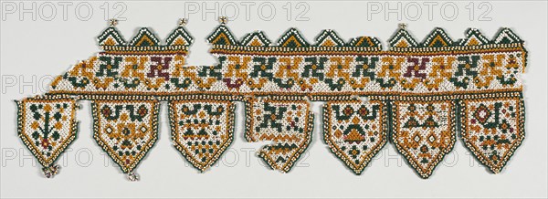 Beadwork (for Hanging over Doorways), 1800s or early 1900s. India, 19th or early 20th century. Beads; overall: 17.2 x 55.9 cm (6 3/4 x 22 in.)