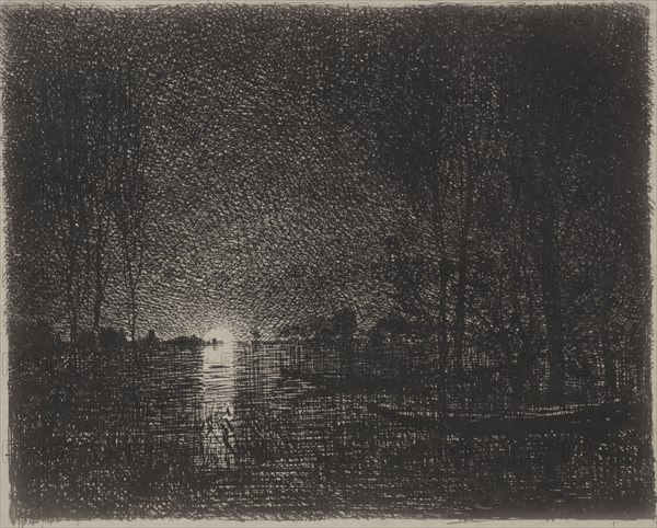 Nightpiece, original impression 1862, printed in 1921. Charles François Daubigny (French, 1817-1878). Cliché-verre; sheet: 17 x 20.5 cm (6 11/16 x 8 1/16 in.)