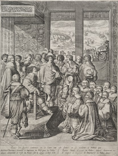 Louis XIII Receiving a Deputation of Magistrates. Abraham Bosse (French, 1602-1676). Etching and engraving