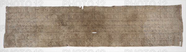 Large Cloth, c. 1100-1400. Peru, North Coast, Chimu Culture, 12th-15th century. Plain cloth with overlaid tapestry-like decoration; cotton and wool; overall: 142.3 x 33 cm (56 x 13 in.)