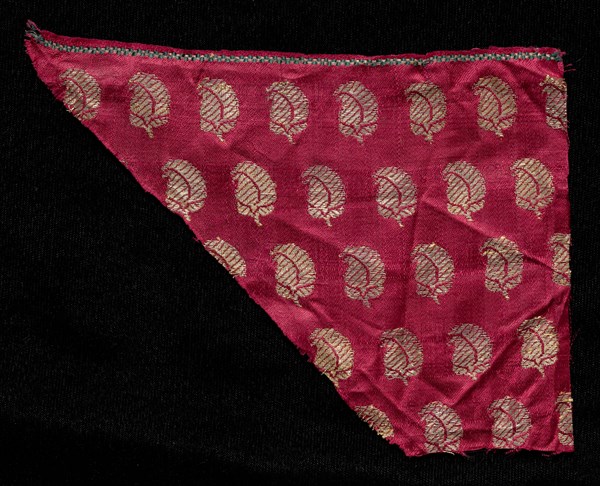 Fragment, 1800s. India, 19th century. Brocade; silk and metal; overall: 10.8 x 15.2 cm (4 1/4 x 6 in.)