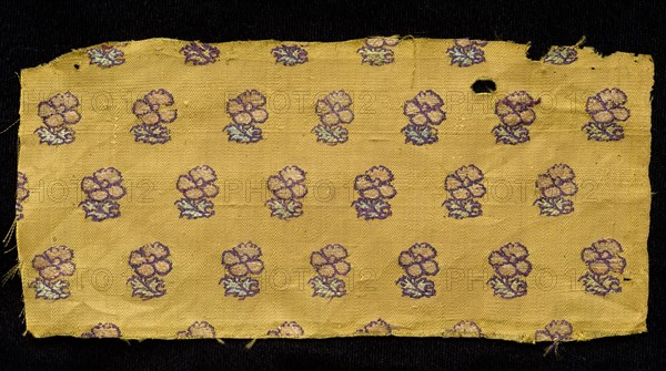 Fragment, 1800s. India, 19th century. Brocade; silk ground with silk and gold thread; overall: 8.9 x 19.1 cm (3 1/2 x 7 1/2 in.).