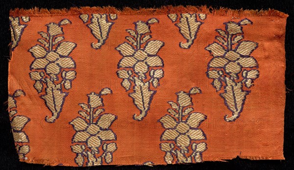 Brocade, 1800s. India, Benares ?, 19th century. Brocade, "kimkhwab"; silk and gold; overall: 8.9 x 14.6 cm (3 1/2 x 5 3/4 in.).