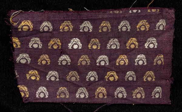 Fragment, 1800s. India, 19th century. Brocade; silk, gold and silver threads; overall: 6.4 x 10.8 cm (2 1/2 x 4 1/4 in.)