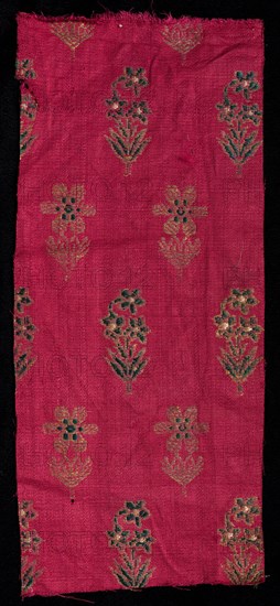 Fragment, 1800s. India, 19th century. Brocade; silk and metal; overall: 30.5 x 14 cm (12 x 5 1/2 in.)
