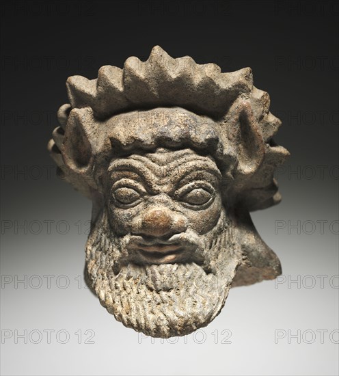 Satyr Head, 500s BC. Italy, Etruscan, 6th Century BC. Terracotta; overall: 11.4 cm (4 1/2 in.).
