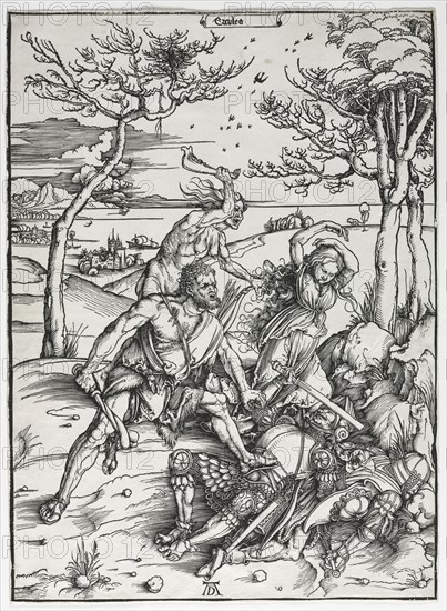 Hercules, c. 1496-1497. Albrecht Dürer (German, 1471-1528). Woodcut; platemark: 39.1 x 28.5 cm (15 3/8 x 11 1/4 in.)