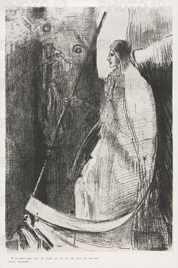 The Apocalypse of Saint John:  Another Angel came out from the Temple which is in Heaven, he also having sharp Sickle, 1899. Odilon Redon (French, 1840-1916). Lithograph