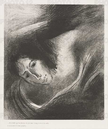 The Apocalypse of Saint John:  And the Devil that deceived them was cast into the Lake of Fire and Brimstone where is the Beast and the false Prophet, 1899. Odilon Redon (French, 1840-1916). Lithograph