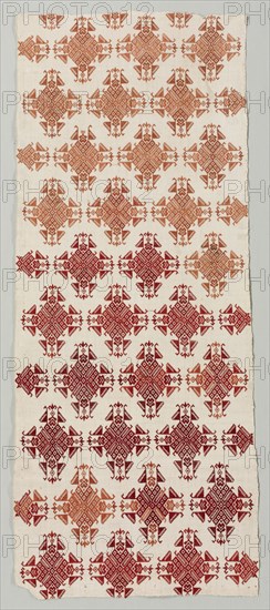 Fragment of a Bed Curtain, 1800s. Greece, Cyclades Islands, Naxos, 19th century. Embroidery: silk on linen tabby ground; overall: 111.8 x 45.1 cm (44 x 17 3/4 in.)