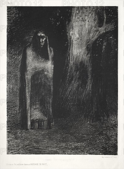 The Night: Man's Loneliness at Night, 1886. Odilon Redon (French, 1840-1916). Lithograph