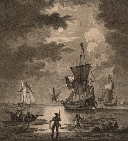 A View of the Sea by Moonlight. Thomas Major (British, 1714-1799). Engraving