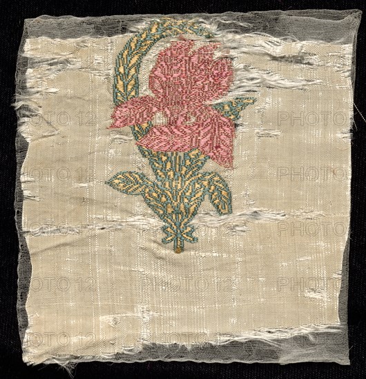Fragment, 1800s. India, 19th century. Brocade; silk and metal; overall: 9.5 x 10.2 cm (3 3/4 x 4 in.)
