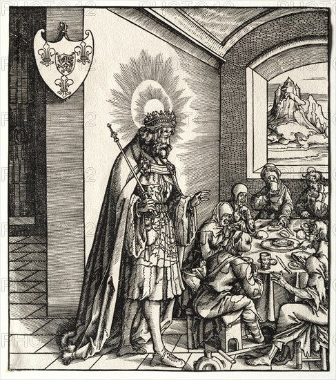 Saints Connected with the House of Hapsburg:  A General Account of the Ancestry of Emperor Maximilian I. Leonhard Beck (German, c. 1480-1542). Woodcut