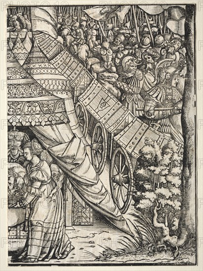 Judith with the Head of Holifernes, 1500s. Germany, 16th century. Woodcut