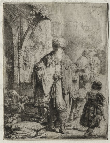 Abraham Casting out Hagar and Ishmael, 1637. Rembrandt van Rijn (Dutch, 1606-1669). Etching and drypoint; sheet: 12.7 x 9.7 cm (5 x 3 13/16 in.); platemark: 12.5 x 9.6 cm (4 15/16 x 3 3/4 in.).