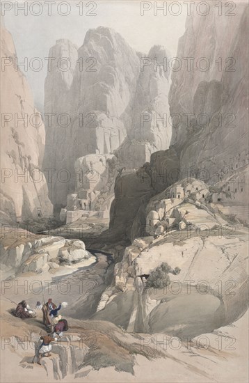 Entrance to Petra, the Theatre, 1839. David Roberts (British, 1796-1864). Color lithograph