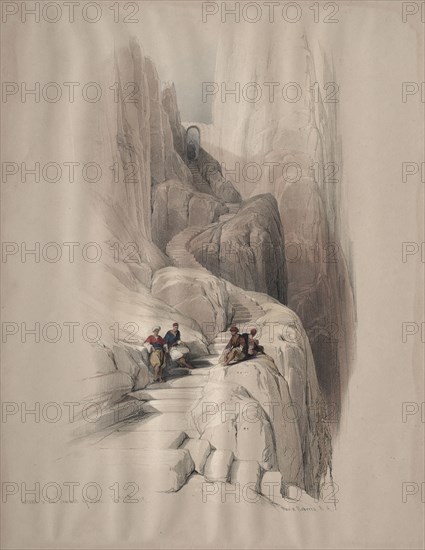 Ascent to the Summit of Sinai, 1839. David Roberts (British, 1796-1864). Color lithograph