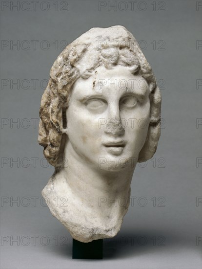 Head of Alexander the Great, 3rd Century BC. Greece, Alexandria, Hellenistic. Marble; overall: 26.5 x 14.5 x 13.8 cm (10 7/16 x 5 11/16 x 5 7/16 in.).