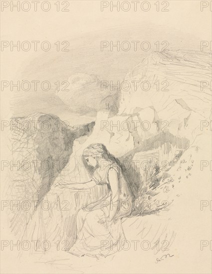 Melancholy, c. 1868. Odilon Redon (French, 1840-1916). Graphite; sheet: 32.1 x 22 cm (12 5/8 x 8 11/16 in.).