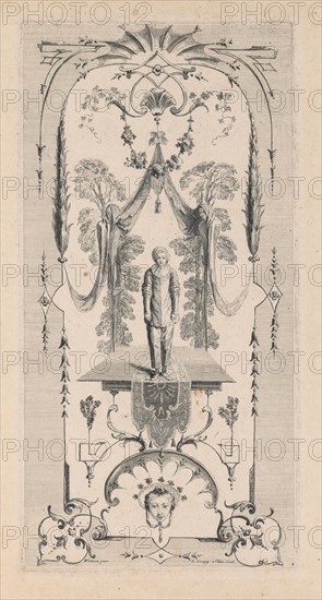 Pierrot, Arabesque. Louis Crépy (French), after Jean Antoine Watteau (French, 1684-1721). Engraving