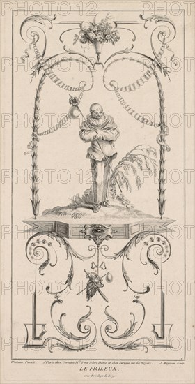Le Frileux,  Arabesque. Jean Moyreau (French, 1690-1762), after Jean Antoine Watteau (French, 1684-1721). Engraving
