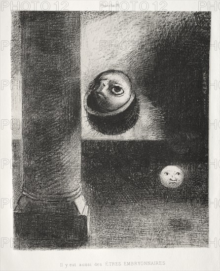 Homage to Goya:  There Were Also Embryonic Beings, 1885. Odilon Redon (French, 1840-1916). Lithograph