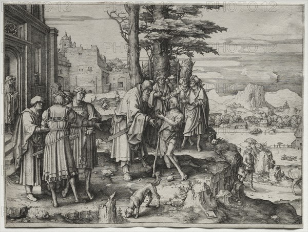 Return of the Prodigal Son, c. 1510. Lucas van Leyden (Dutch, 1494-1533). Engraving