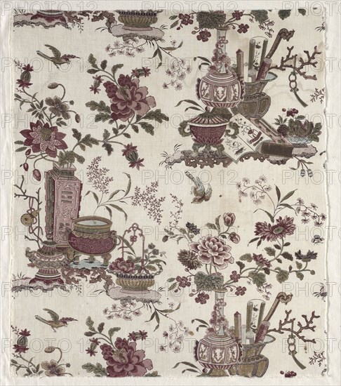 Fragment of Woodblock Printed Cotton, c. 1780. Firm of Christophe Philippe Oberkampf (French, 1738-1815). Woodblock print on cotton; overall: 54.6 x 47.6 cm (21 1/2 x 18 3/4 in.)