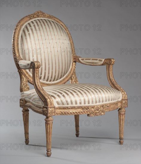 Armchair (Fauteuil), c. 1765. Jean-Baptiste II Tilliard (French, 1797). Carved and gilded wood; overall: 102.5 x 73.7 x 62.3 cm (40 3/8 x 29 x 24 1/2 in.).
