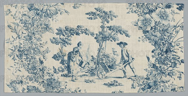 Fragment of Printed Cotton, c. 1785. England, late 18th century. Copperplate printed cotton; overall: 48.3 x 90.2 cm (19 x 35 1/2 in.)