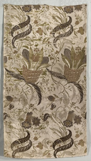 Large Floral Motif, 1830-1899. France, 19th century. Plain compound satin; overall: 95.6 x 53.5 cm (37 5/8 x 21 1/16 in.)