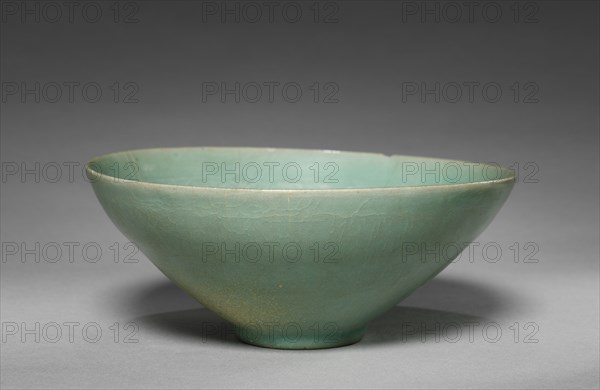 Bowl with Flowering Vines Design in Relief, 1100s-1200s. Korea, Goryeo period (918-1392). Celadon ware; diameter of mouth: 10.9 cm (4 5/16 in.); overall: 7.6 cm (3 in.).