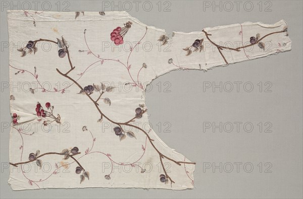 Fragment of a Bodice, c. 1775. France, late 18th century. Woodblock print on cotton; overall: 48.9 x 31.1 cm (19 1/4 x 12 1/4 in.)