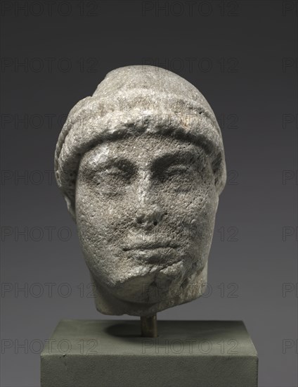 Head of Youth, c. 470. Sicily(?), Greece, Severe Period, 5th Century BC. Marble; overall: 19.4 x 13.1 x 15.9 cm (7 5/8 x 5 3/16 x 6 1/4 in.).