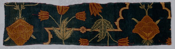 Fragments of a Carpet, 1600-1650. Imperial Manufactory (Indian). Silk and wool; average: 85.1 x 21.6 cm (33 1/2 x 8 1/2 in.).