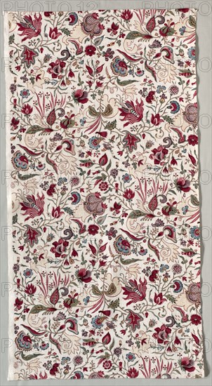 Fragment of a Quilted Skirt, c. 1785. England, late 18th century. Woodblock print on cotton; overall: 103.5 x 53 cm (40 3/4 x 20 7/8 in.).