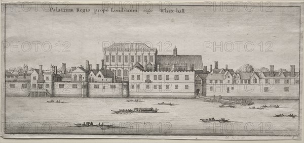 Views of London:  Whitehall from the River. Wenceslaus Hollar (Bohemian, 1607-1677). Etching