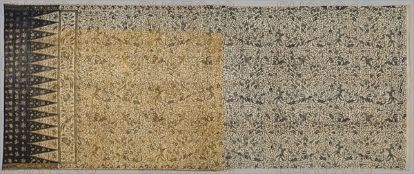 Sarong, 1800s. Indonesia, Java, North Coast, 19th century. Batik and applied gold, cotton; overall: 276.8 x 113 cm (109 x 44 1/2 in.)