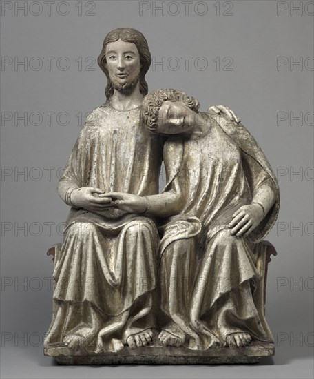Christ and Saint John the Evangelist, 1300-1320. Germany, Swabia, near Bodenese (Lake Constance), early 14th century. Polychromed and gilded oak; overall: 92.7 x 64.5 x 28.8 cm (36 1/2 x 25 3/8 x 11 5/16 in.).