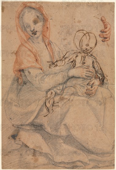 Madonna and Child, c. 1600. Jacopo Chimenti (Italian, c. 1554-1640). Black and red chalk and pen and brown ink (iron gall); sheet: 32.7 x 22.3 cm (12 7/8 x 8 3/4 in.); secondary support: 32.7 x 22.3 cm (12 7/8 x 8 3/4 in.).
