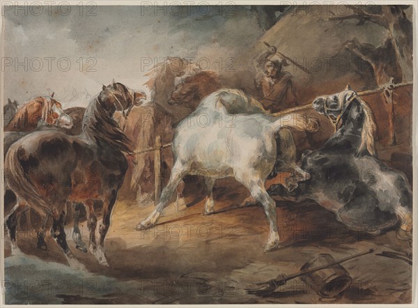 Fighting Horses, c. 1820. Théodore Géricault (French, 1791-1824). Watercolor over graphite; sheet: 21.7 x 29.4 cm (8 9/16 x 11 9/16 in.).