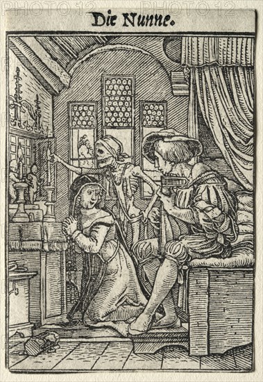 Dance of Death:  The Nun. Hans Holbein (German, 1497/98-1543). Woodcut