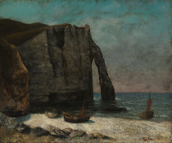 The Cliff at Étretat, after 1872. Imitator of Gustave Courbet (French, 1819-1877). Oil on fabric; unframed: 54.5 x 65.5 cm (21 7/16 x 25 13/16 in.)