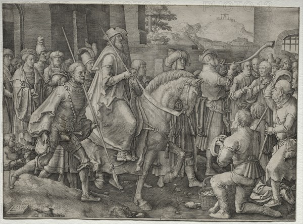 The Triumph of Mordecai, 1515. Lucas van Leyden (Dutch, 1494-1533). Engraving