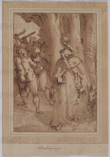 Temptation of Saint Anthony, late 1570s. Luca Cambiaso (Italian, 1527-1585). Pen and brown ink and brush and brown wash, over traces of black chalk; sheet: 40.1 x 28.1 cm (15 13/16 x 11 1/16 in.); secondary support: 52.2 x 36 cm (20 9/16 x 14 3/16 in.).